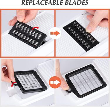 Овочерізка KEOUKE, 12-в-1 овочерізка, подрібнювач, кухонний комбайн з контейнером, захистом для рук, кошиком для зливання води (білий)