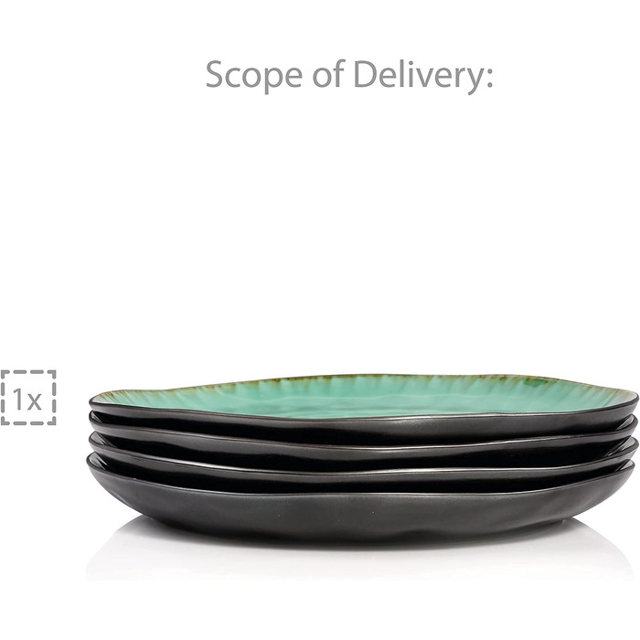 Комбі-сервіс Палм-Біч 47 предметів посуду сервіз для 4 осіб з фаянсу, вечеря, десерт, блюдце, кружка, чашки, блюдця, миски, сервірувальне блюдо, розширюваний, повсякденне життя Snger (обідня тарілка 4 шт.)