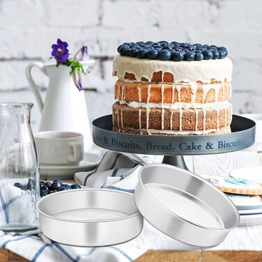 Большая форма для выпечки 20,3 см, нержавеющая сталь Herogo, круглая форма для выпечки, набор из 3 шт., слоеная форма для торта, формы для подноса на день рождения, глубина 5 см и бесшовный дизайн, прочный и пригодный для мытья в посудомоечной машине 20 с