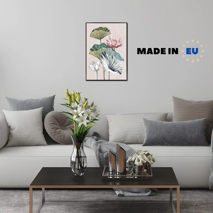 Картина STYLER у рамці Рослини 50 x 70 см I Artbox чорна рамка портретний формат настінна картина рослини квіти малюнок червоний рожевий зелений вітальня спальня офіс настінна прикраса прикраса для дому сучасний елегантний великий