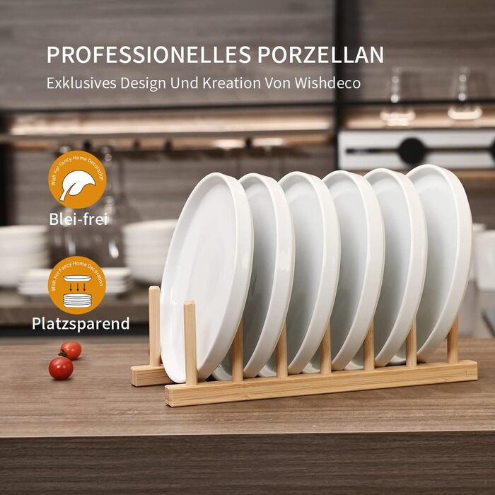 Набор десертных тарелок 18 см, 6 предметов, белые WishDeco