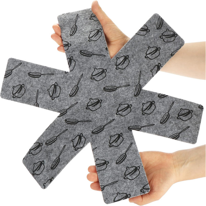 Набор из 9 фетровых подставок под горячее 38 см, светло-серый Com-Four