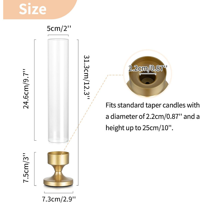 Скляний циліндричний свічник 2 шт. 31 см NUPTIO