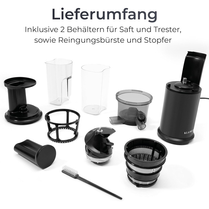 Соковижималка 150 Вт, чорна Slow Juicer Klamer