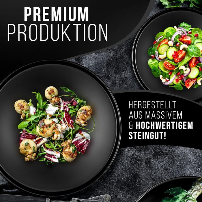 Набір тарілок на 6 персон, 24 предмети, чорний Manhattan Pure Living