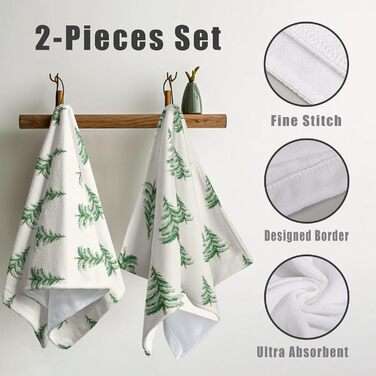 Різдвяні кухонні рушники Kwlegh, рушник для рук, рушник для пальців у формі різдвяної ялинки з цукерками та сніжинками, набір з 2 шт. , милий чоловічий банный рушник, високопоглинаючі рушники, 36 x (зелена ялинка)