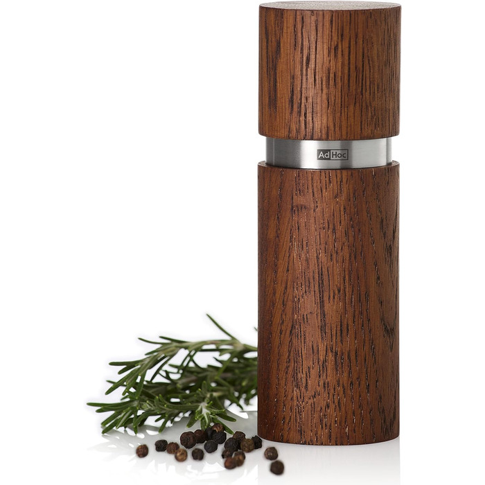 Млин для перцю та солі 15 см, набір 2 предмети, чорний/коричневий з упаковками 50 г перцю та морської солі Textura AdHoc