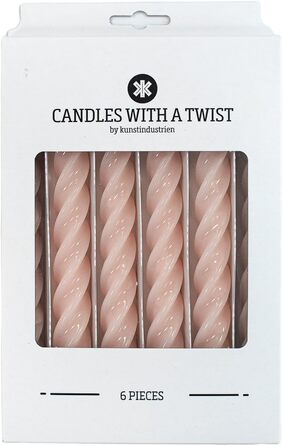 Свічки з крученою конусністю, зроблені в Італії, доступні 25 кольорів, лаковані настільні свічки, спіральні свічки з тривалим часом горіння 5 годин, декоративні свічки, 6 шт. , 2,2 x 21 см (нюдові)