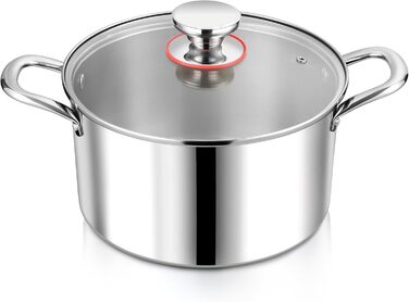 Каструля 6,7 л з нержавіючої сталі зі скляною кришкою 26 см Herogo