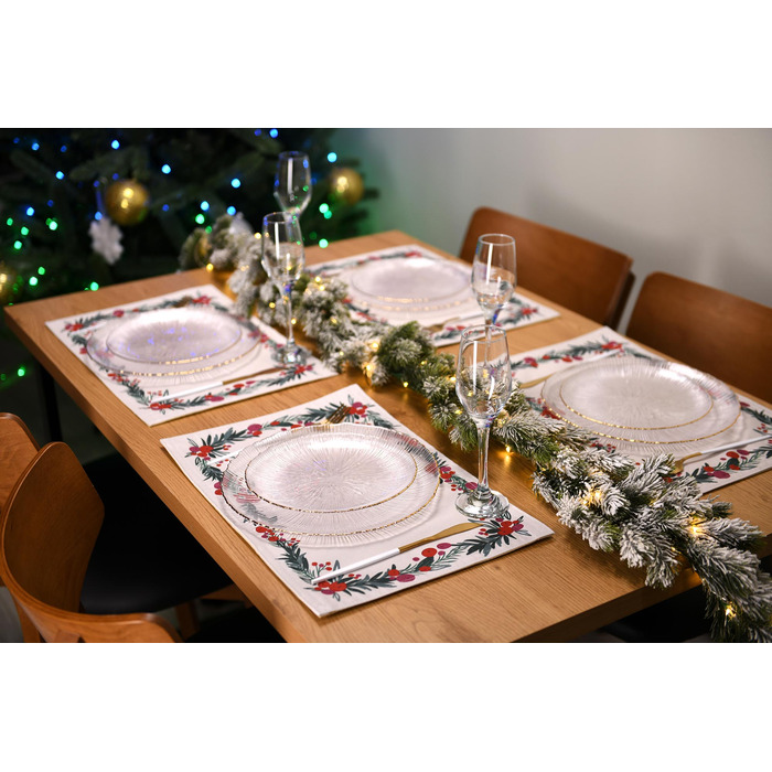 ARDESTO Серветка сервірувальна Happy Holidays 30х45см, 90% поліестер, 10% бавовна, білий віночок