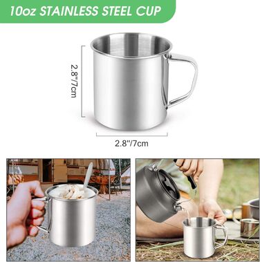 Набір столових приборів для кемпінгу Odoland Туристичні столові прибори з нержавіючої сталі на відкритому повітрі Складні столові прибори з чашкою для тарілок Ідеальний подарунок для посуду на відкритому повітрі Подорожі Походи Кемпінг (2 особи)