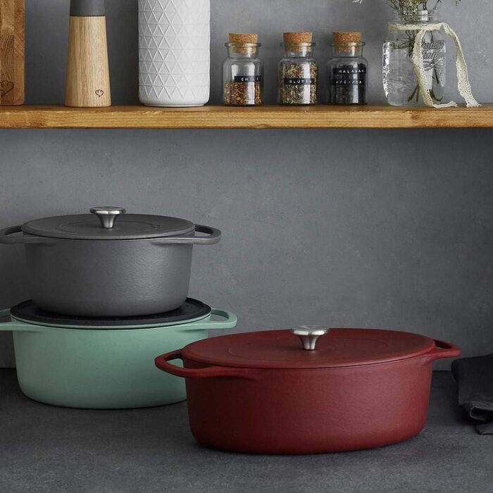 Кокотниця з кришкою 33 см овальна, сірий Springlane Kitchen