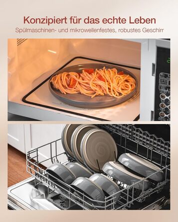 Набір посуду Richmount Nebula для 6 осіб, набір тарілок та мисок із 18 предметів, набір посуду з крапчастої кераміки, можна використовувати в мікрохвильовій печі та посудомийній машині, сервірування Nebula для 6 осіб (темно-сірий, сервірування Milkyway дл