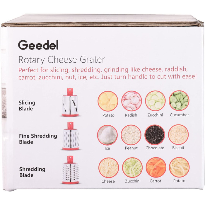 Терка для сыра/овощей с 3 барабанными лезвиями синий Geedel