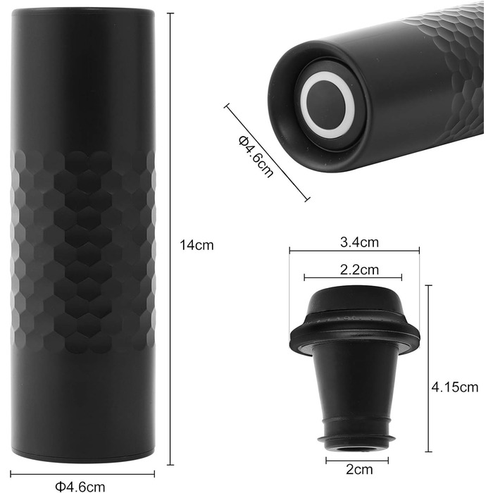 Вакуумна помпа для вина автоматична з пробками, чорна WIWONEY