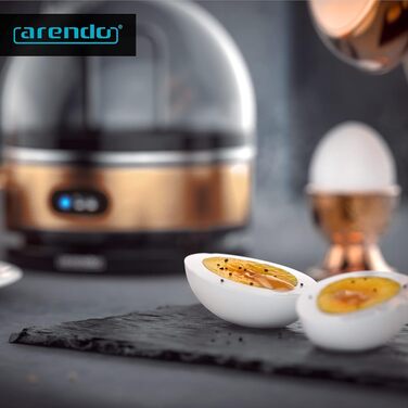 Яйцеварка Arendo Sevencook 400 Вт - Конструкция из нержавеющей стали - 1-7 яиц - Яйцеварка - Переключатель ВКЛ/ВЫКЛ - 3 степени твердости на выбор - Функция поддержания тепла - Звуковой сигнал - Без бисфенола А холодный серый (C Медь)