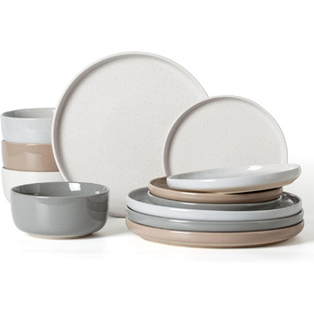 Набір посуду Richmount Nebula для 6 осіб, набір тарілок та мисок із 18 предметів, набір посуду з крапчастої кераміки, можна використовувати в мікрохвильовій печі та посудомийній машині, сервіз Nebula для 6 осіб (різнокольоровий, сервіз Milkyway для 4 осіб