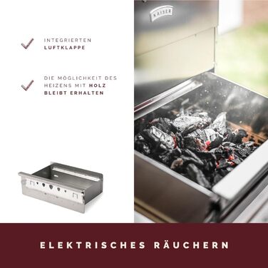 Високоякісна коптильня на дровах з нержавіючої сталі 86 см KAISER