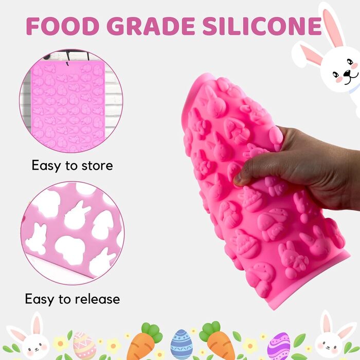 Силіконова форма для випічки, 76 отворів, міні-ялинка та імбирне печиво, цукерки, шоколад, міні-гумова форма для випічки, печиво, пудинг, желе, ласощі для собак (зайчик)