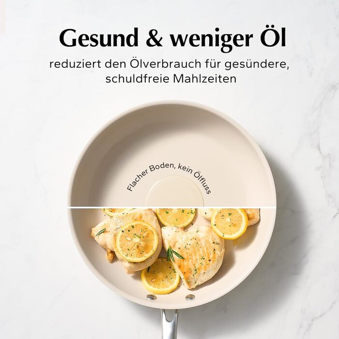 Набор из 3 керамических индукционных сковородок 20/24/28 см, бежевый Redchef