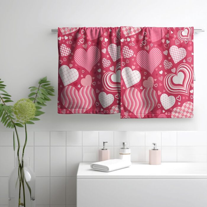 Різдвяні кухонні рушники Kwlegh, рушник для рук, різдвяна ялинка, цукерка-тростина, сніжинка, рушник для пальців, набір з 2 шт. , милий чоловічий банний рушник, високопоглинаючі рушники, 36 x (рожеві з сердечками)