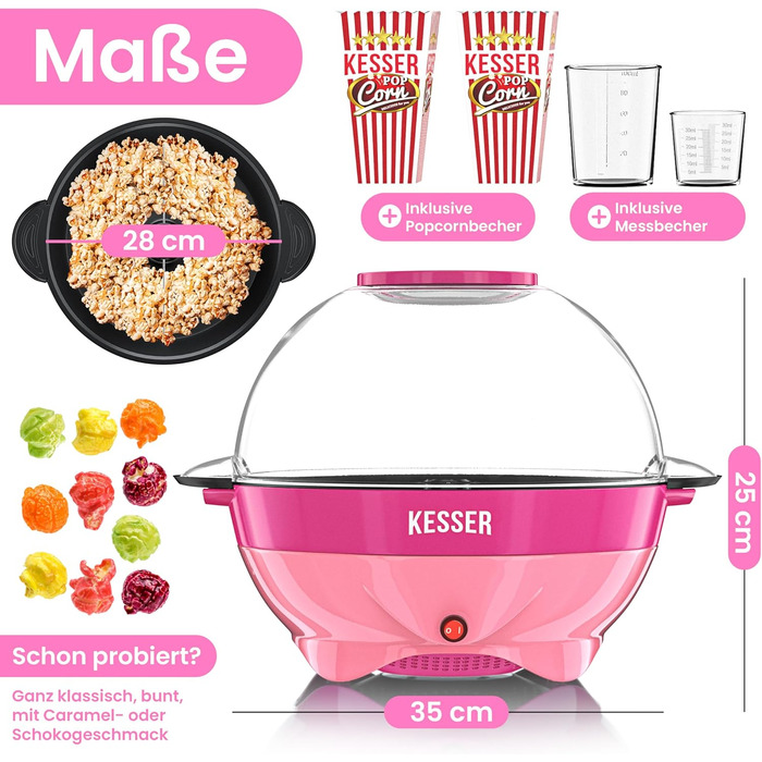Машина для попкорна 5,5л, 800 Вт розовая KESSER
