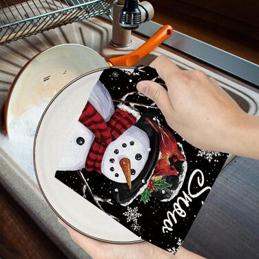 Набір з 2 різдвяних кухонний рушників 43 x 66 см, чорний YUNHENTONG