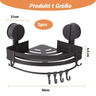 Набір з 2 кутових полиць для ванної кімнати з клейкою присоскою без свердління BlingBin