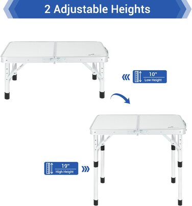 Складной кемпинговый стол с 2 уровнями высоты 60 х 40 см белый Sportneer