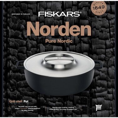 Каструля з кришкою чавунна Fiskars Norden Grill 6 л, 30 см (1066430)