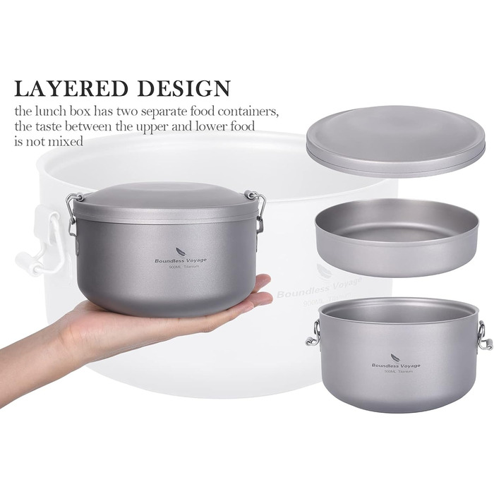 Титановый ланчбокс для кемпинга 900 мл Boundless Voyage