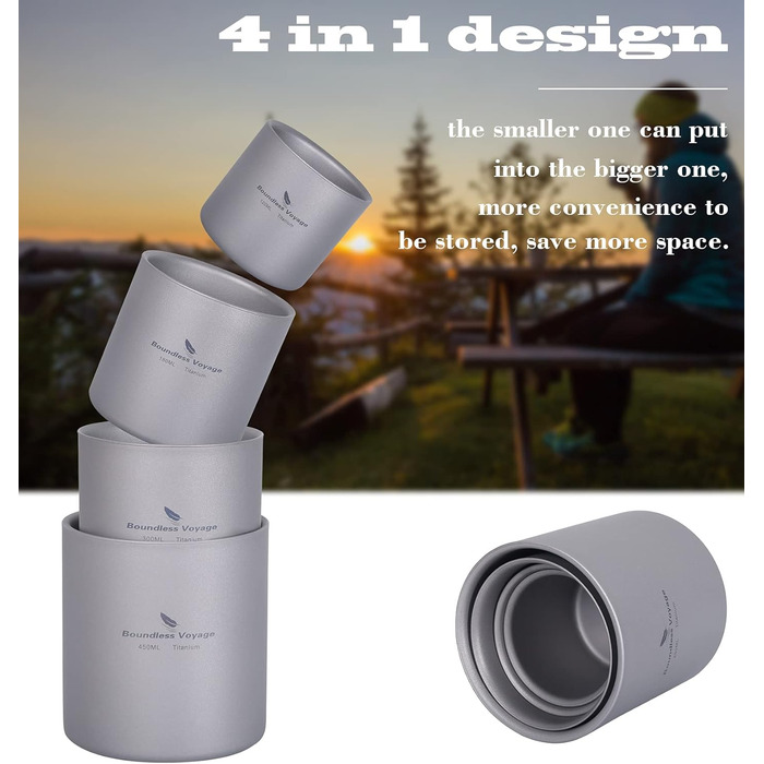 Складний кавовий посуд для напоїв 4 шт. Ti3032D Boundless Voyage
