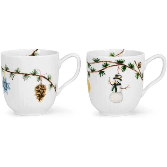 Набор из 2 кружек 0,33 л, белые с акварельной росписью Christmas Hammershøi Kähler