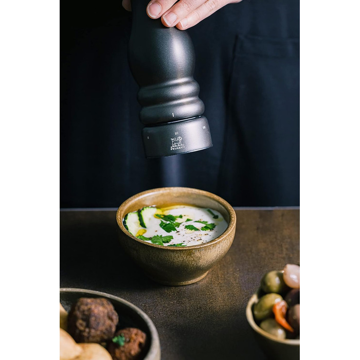 Паризький шеф-кухар u'Select 22 см перець - Виготовлений з нержавіючої сталі - 6 попередньо встановлених помелів - (сільовий млин, вуглецеві ферби)