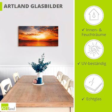 Настінний декор скляні картини настінна картина скляна картина цільна 40x40 см квадрат пляж море сонце карибський басейн природа пейзаж узбережжя схід сонця морський S7LE (захід сонця небо, 100Д x 50Ш см)