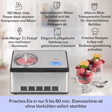 Машина для приготування морозива, нержавіюча сталь 2 л Klarstein