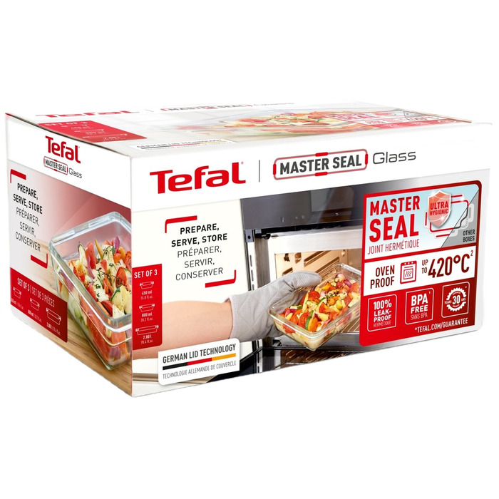 Набор контейнеров 3шт жаростойкое стекло прозрачный Tefal