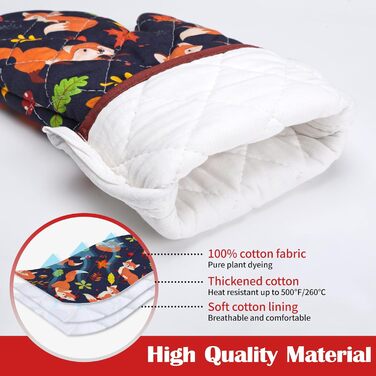 Набір з 2 кухонних рукавиць Arquiel з тримачем для каструлі Gnome Autumn Orange Checked, 100 бавовняні кулінарні рукавички, термостійкі кухонні рукавички для приготування їжі, осінній декор, подарунки для жінок (осіння лисиця, духовка тримач для каструлі)