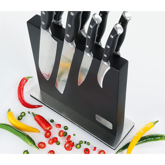 Магнітний ножовий блок, двосторонній, надзвичайно сильний магніт, твердий чорний лакований гумове дерево Каучукове дерево чорний, 78145