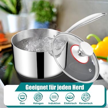 Сотейник 2,7 л з прозорою кришкою 18 см, нержавіюча сталь Homikit