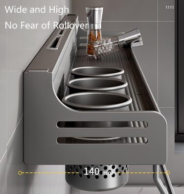 Настінний органайзер для кухонного приладдя 80 см сірий Giural