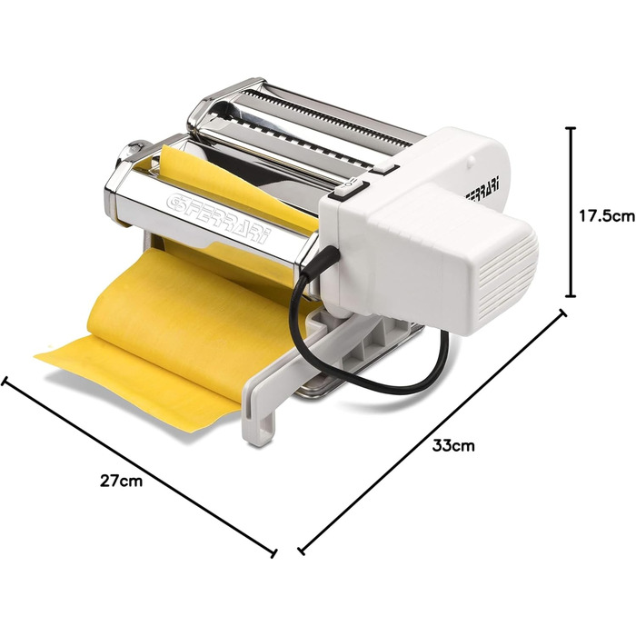 Машинка для пасти G3 Ferrari G20121 Sfoglia Mia, ролики 15 см, 9 налаштувань товщини, 5 видів пасти, корпус з нержавіючої сталі, аксесуари в комплекті, білий колір, з мотором