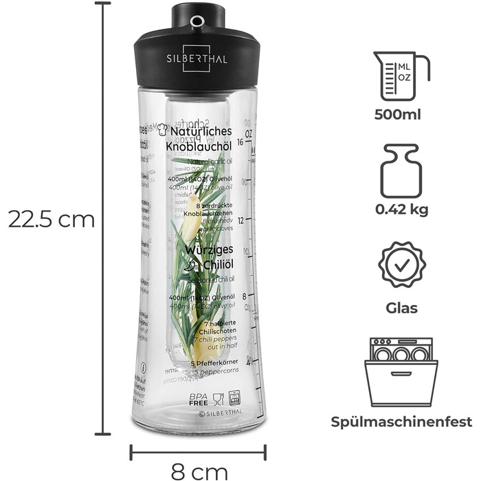 Дозатор для масла и уксуса 500 мл со стеклянным фильтром Silberthal