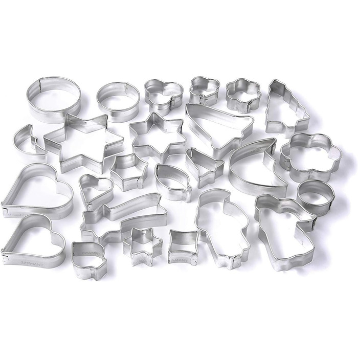 Набір формочок для печива Zenker з 25 шт. , кондитерська, формочка для печива для печива, печива та помадки, формочки для печива різних розмірів та з різними мотивами, кількість 1 x набір з 25 шт. , колір срібло A 1 - Упаковка одна