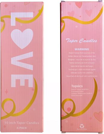 Набір з 4 конічних спіральних свічок 2,2 x 25 см, рожевий мікс Love Topsics