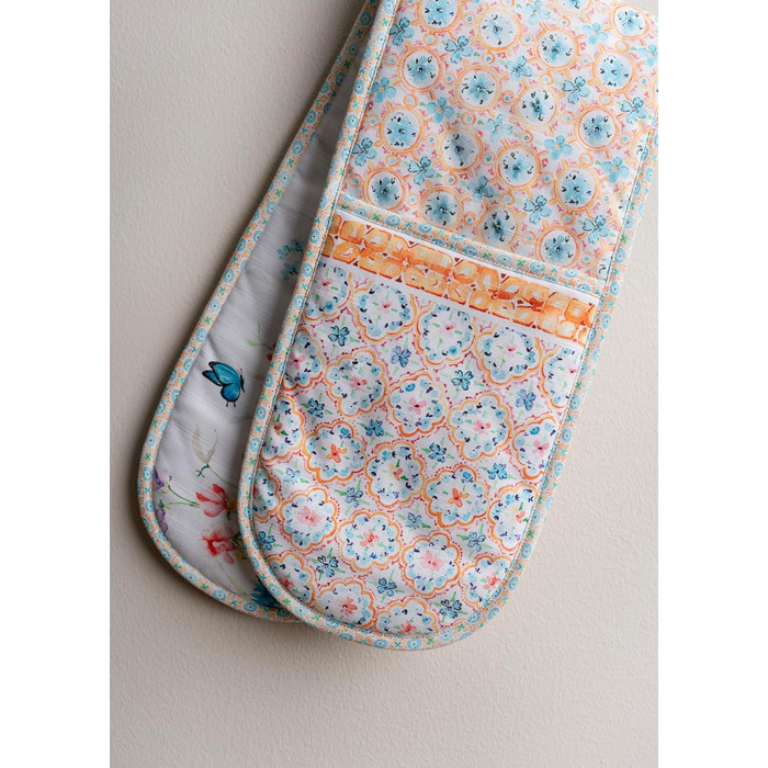 Рукавички для духовки Maison d&39 Hermine, Прихватки для каструль, 100 бавовна, термостійкі кухонні рукавички, рукавички для духовки (19 см x 33 см) та прихватки для каструль (20 см x 20 см) для приготування їжі, Морзін - Рукавички для духовки на День под