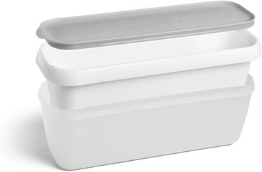 Набір з 2 контейнерів для морозива для морозива 1 л, контейнери для зберігання, контейнери для морозильної камери, контейнери для льоду без бісфенолу А харчового класу (сірий порційний контейнер)