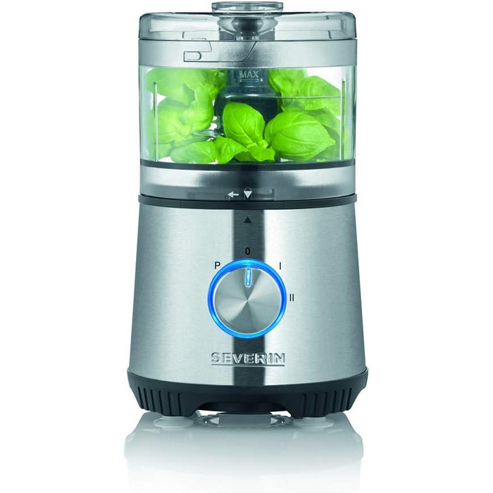 Компактний мультиподрібнювач SEVERIN, універсальний подрібнювач для грубого та дрібного подрібнення, кухонний комбайн з широким набором аксесуарів, матова нержавіюча сталь / чорний, KM 3865