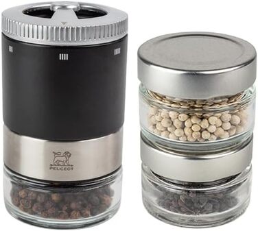 Подарочный набор, Мельница для перца, Мельница для перца, Графит, 11 см вкл. три банки для перца премиум-класса, 41748, древесина бука (Maestro Crus / Rservoir)