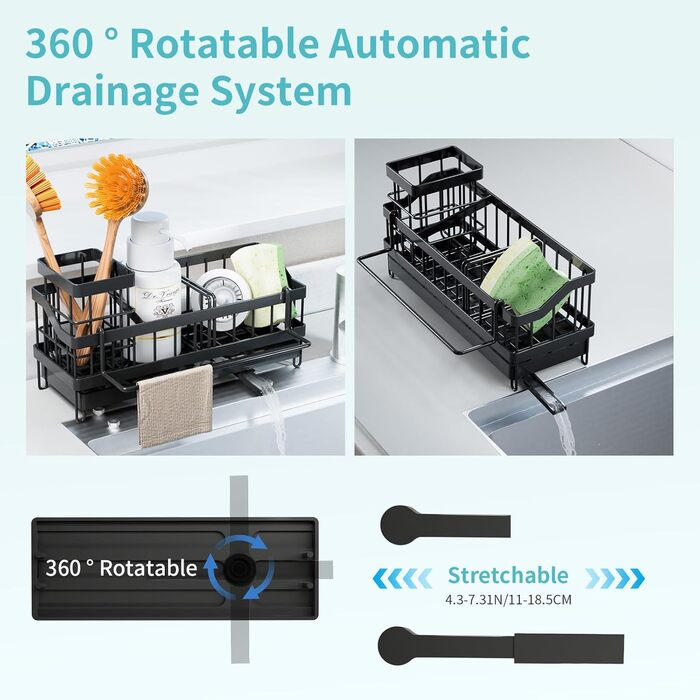 Органайзер для раковини, чорний iHomara